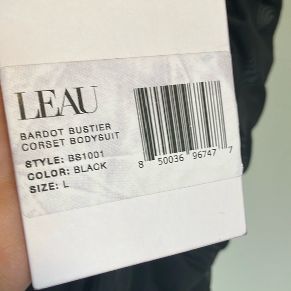 NWT LEAU Bardot Bustier Corset Black Ruched Bodysuit - Picture 6 of 8